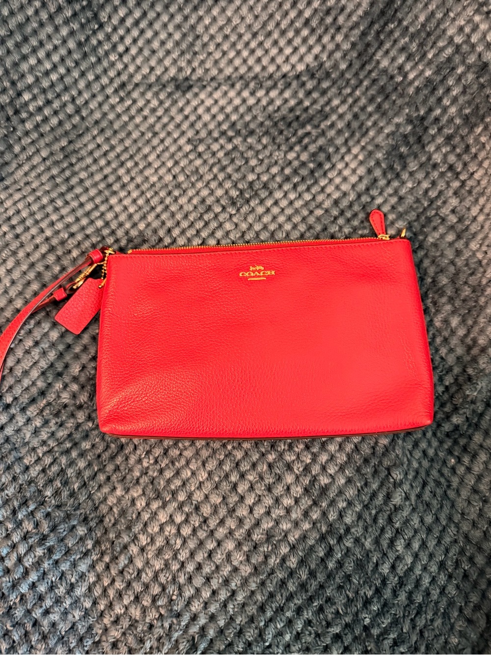 Coach Red Leather Large Wristlet Clutch